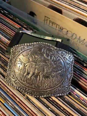 Vintage Silver Tone Buffalo Crumrine belt buckle